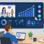Virtual event marketing strategies dashboard showing pipeline metrics and multi-touch audience growth tactics for 2026